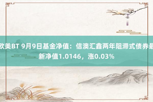 欧美BT 9月9日基金净值：信澳汇鑫两年阻滞式债券最新净值1.0146，涨0.03%