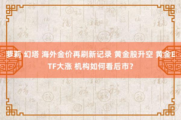 萝莉 幻塔 海外金价再刷新记录 黄金股升空 黄金ETF大涨 机构如何看后市？