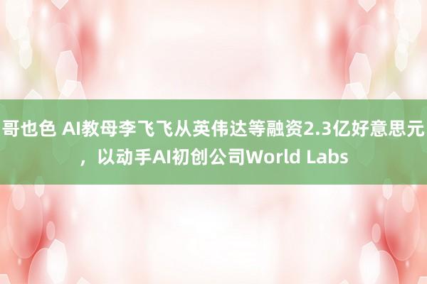 哥也色 AI教母李飞飞从英伟达等融资2.3亿好意思元，以动手AI初创公司World Labs