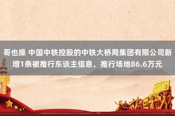 哥也操 中国中铁控股的中铁大桥局集团有限公司新增1条被推行东谈主信息，推行场地86.6万元