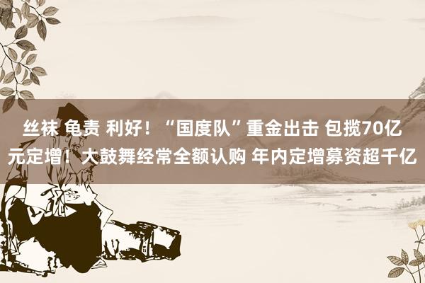 丝袜 龟责 利好！“国度队”重金出击 包揽70亿元定增！大鼓舞经常全额认购 年内定增募资超千亿