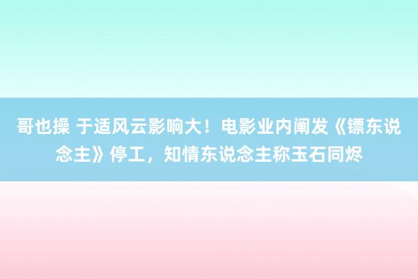 哥也操 于适风云影响大！电影业内阐发《镖东说念主》停工，知情东说念主称玉石同烬