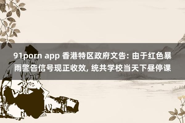 91porn app 香港特区政府文告: 由于红色暴雨警告信号现正收效， 统共学校当天下昼停课