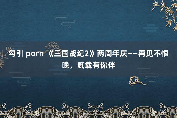 勾引 porn 《三国战纪2》两周年庆——再见不恨晚，贰载有你伴