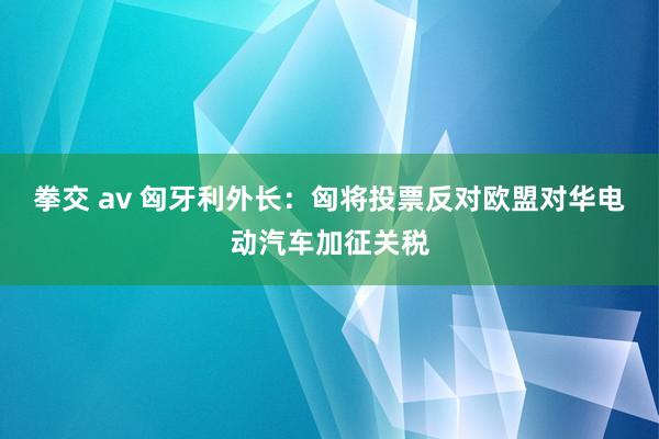 拳交 av 匈牙利外长：匈将投票反对欧盟对华电动汽车加征关税