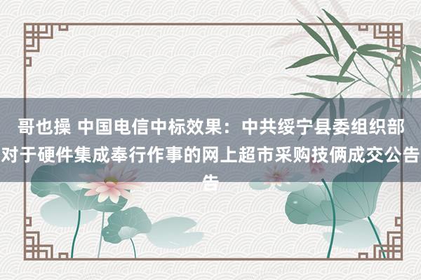 哥也操 中国电信中标效果：中共绥宁县委组织部对于硬件集成奉行作事的网上超市采购技俩成交公告