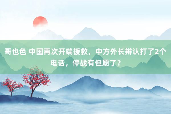 哥也色 中国再次开端援救，中方外长辩认打了2个电话，停战有但愿了？