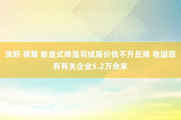 清野 裸舞 断崖式降温羽绒服价钱不升反降 我国现有有关企业5.2万余家