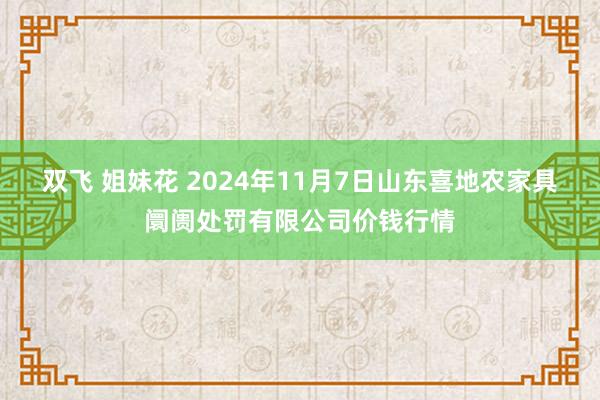 双飞 姐妹花 2024年11月7日山东喜地农家具阛阓处罚有限公司价钱行情