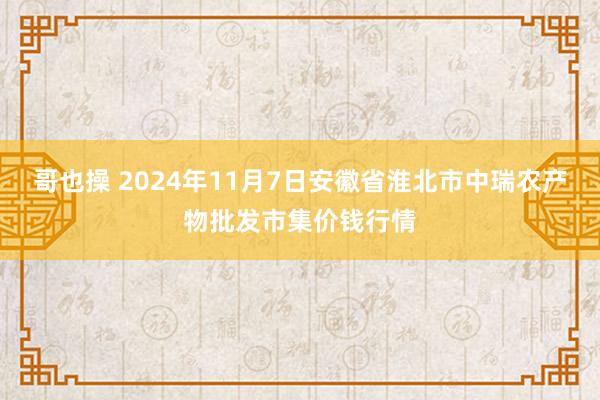 哥也操 2024年11月7日安徽省淮北市中瑞农产物批发市集价钱行情