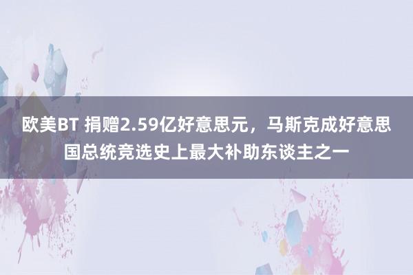 欧美BT 捐赠2.59亿好意思元，马斯克成好意思国总统竞选史上最大补助东谈主之一