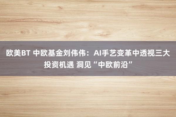 欧美BT 中欧基金刘伟伟：AI手艺变革中透视三大投资机遇 洞见“中欧前沿”