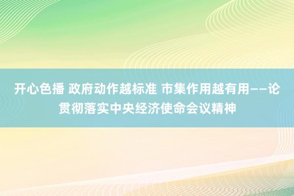 开心色播 政府动作越标准 市集作用越有用——论贯彻落实中央经济使命会议精神