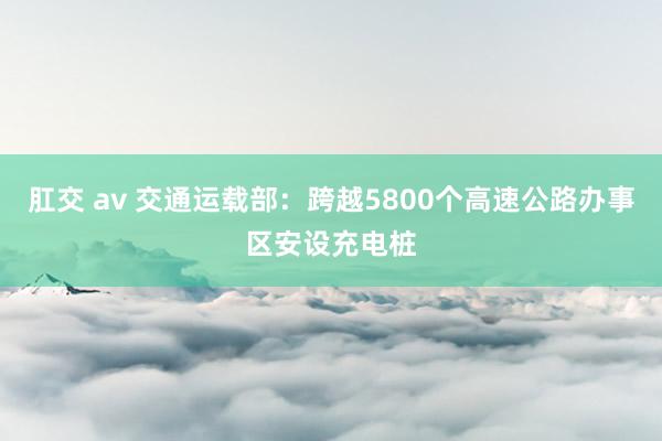 肛交 av 交通运载部：跨越5800个高速公路办事区安设充电桩