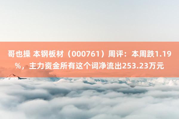 哥也操 本钢板材（000761）周评：本周跌1.19%，主力资金所有这个词净流出253.23万元