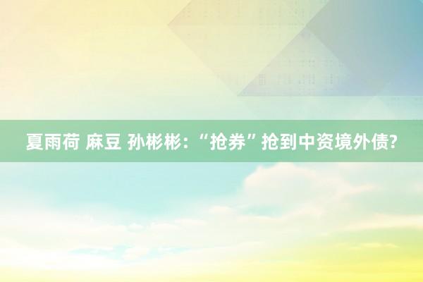 夏雨荷 麻豆 孙彬彬: “抢券”抢到中资境外债?