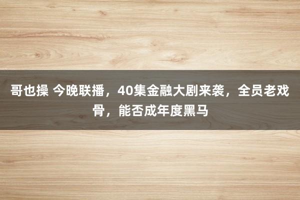 哥也操 今晚联播，40集金融大剧来袭，全员老戏骨，能否成年度黑马