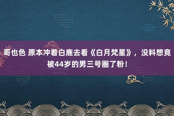 哥也色 原本冲着白鹿去看《白月梵星》，没料想竟被44岁的男三号圈了粉！