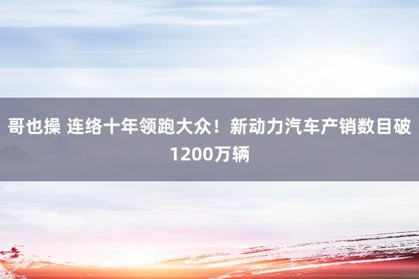 哥也操 连络十年领跑大众！新动力汽车产销数目破1200万辆